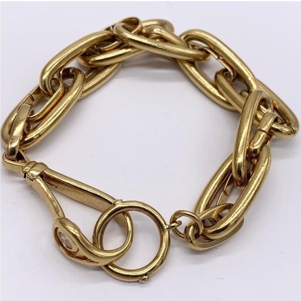 Henri Bendel Double Links Gold Tone Bracelet. Signed 8” length. Used Condition